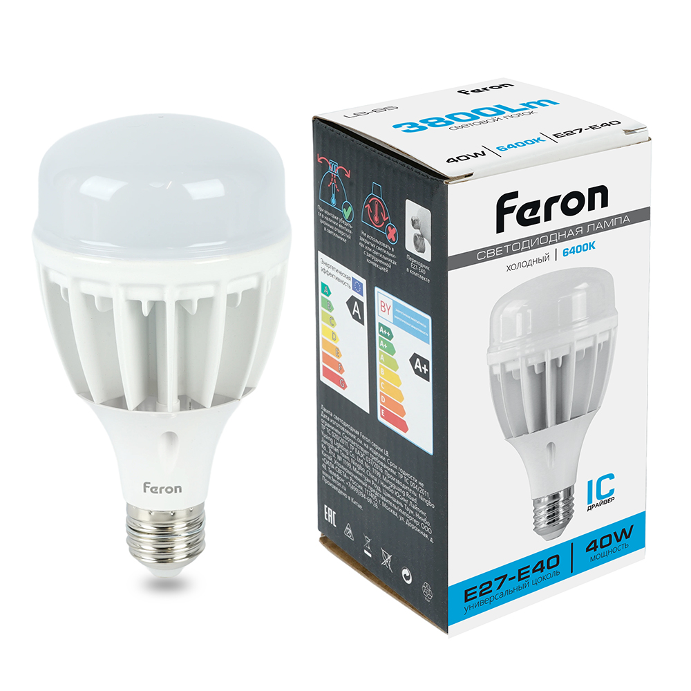 Лампа светодиодная LB-65 T100 промышленная E27-E40 40W 6400K Feron