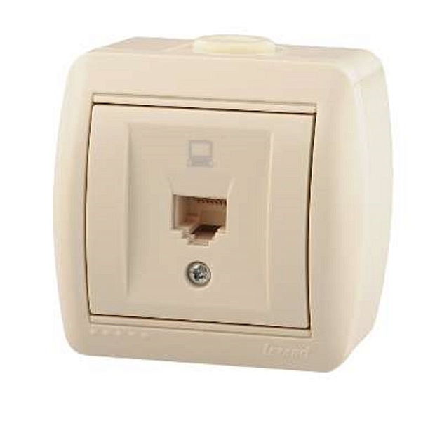Lezard Nata накладная розетка компьютерная RJ-45 крем