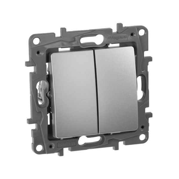 legrand etika выключатель 2 клавишный алюминий