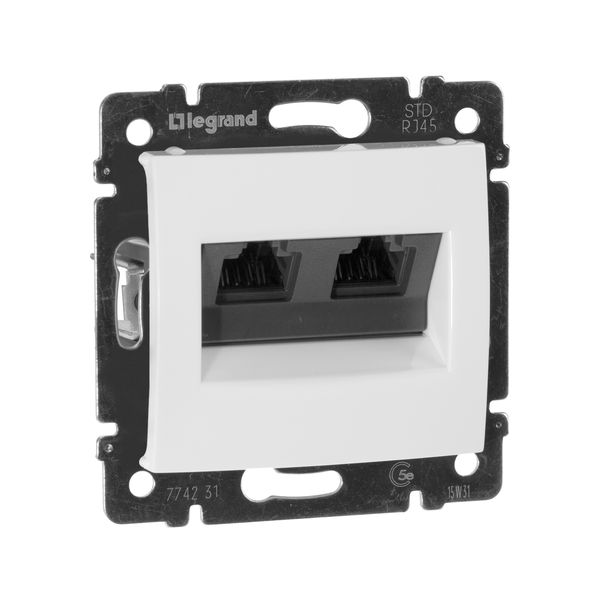 legrand valena розетка компьютерная 2-я rj-45 utp 300мгц 8 контактов 2 выхода 5 кат. белый