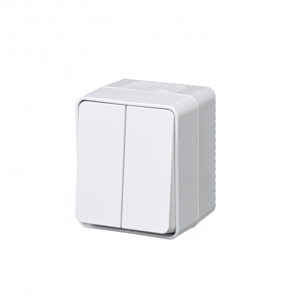  AtlasDesign Profi54 O/У Выключатель 2-клавишный 10А белый IP54 ATN540151