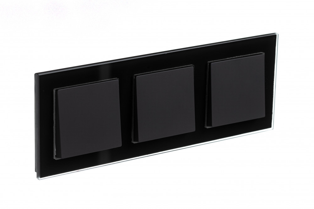 systeme electric atlasdesign nature стекло рамка 3-я универсальная черный atn321003