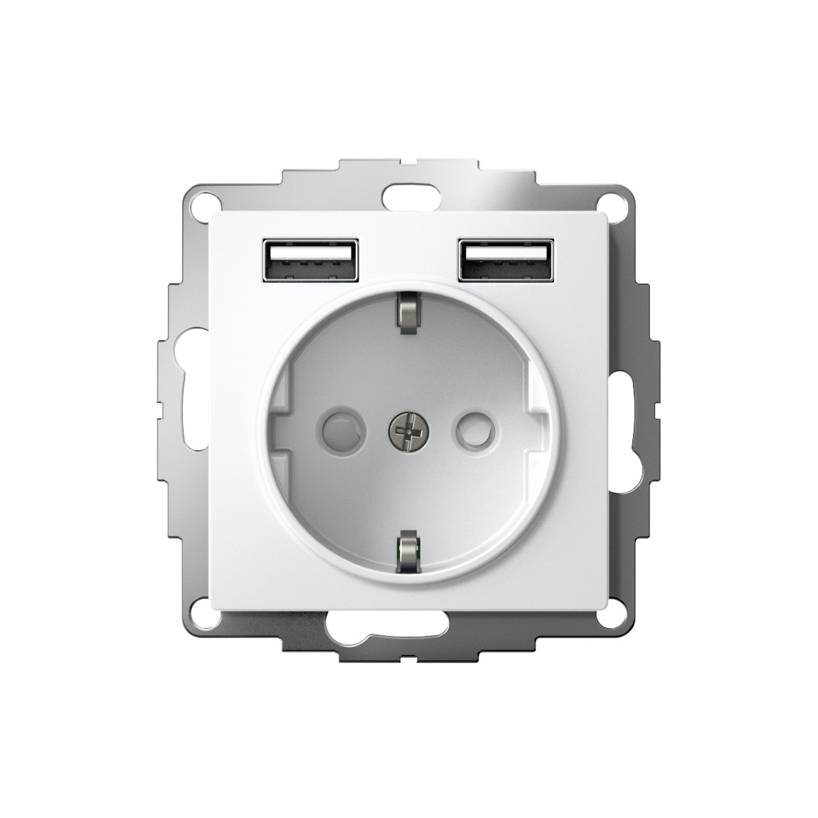 systeme electric atlasdesign, розетка с заземлением 16а с 2xusb для зарядки белый atn000130