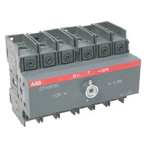 авв реверсивный рубильник ot100f3c до 100а 3-полюсный для установки на din-рейку или монтажную плату