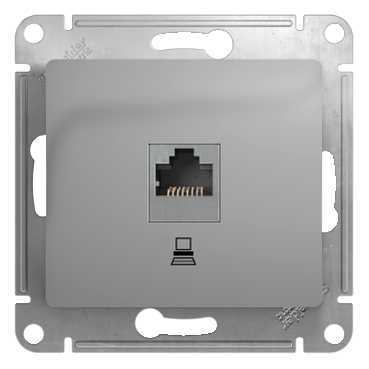 System Electric Glossa розетка компьютерная 1-я RJ45 5е кат. алюминий