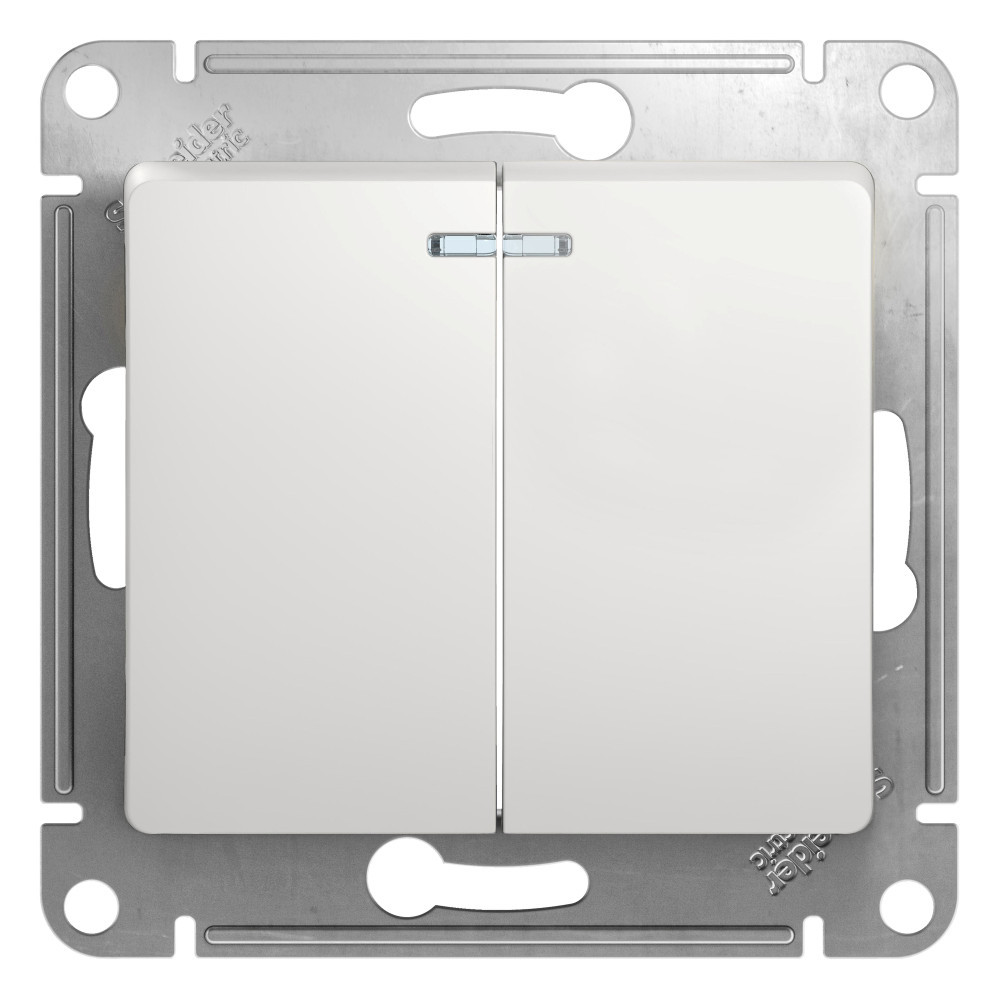 System Electric Glossa выключатель 2-клавишный с подсветкой белый