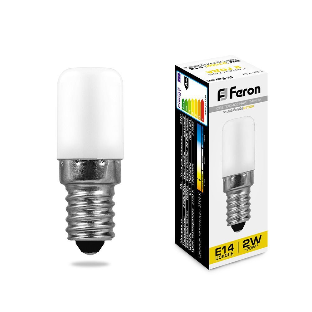 Лампа светодиодная LB-10 230V E14 2W 2700K для холодильника Feron