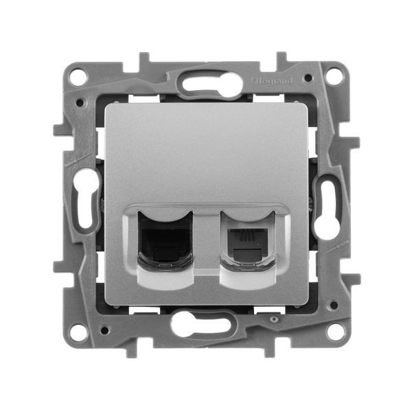 legrand etika розетка компьютерная rj-45 кат.5 utp+розетка телефонная rj-11 алюминий