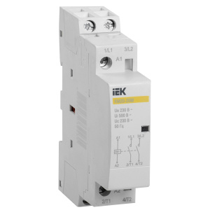 контактор модульный км20-20м ac 20а 2 полюса 2но катушка 230в иэк 1 модуль 