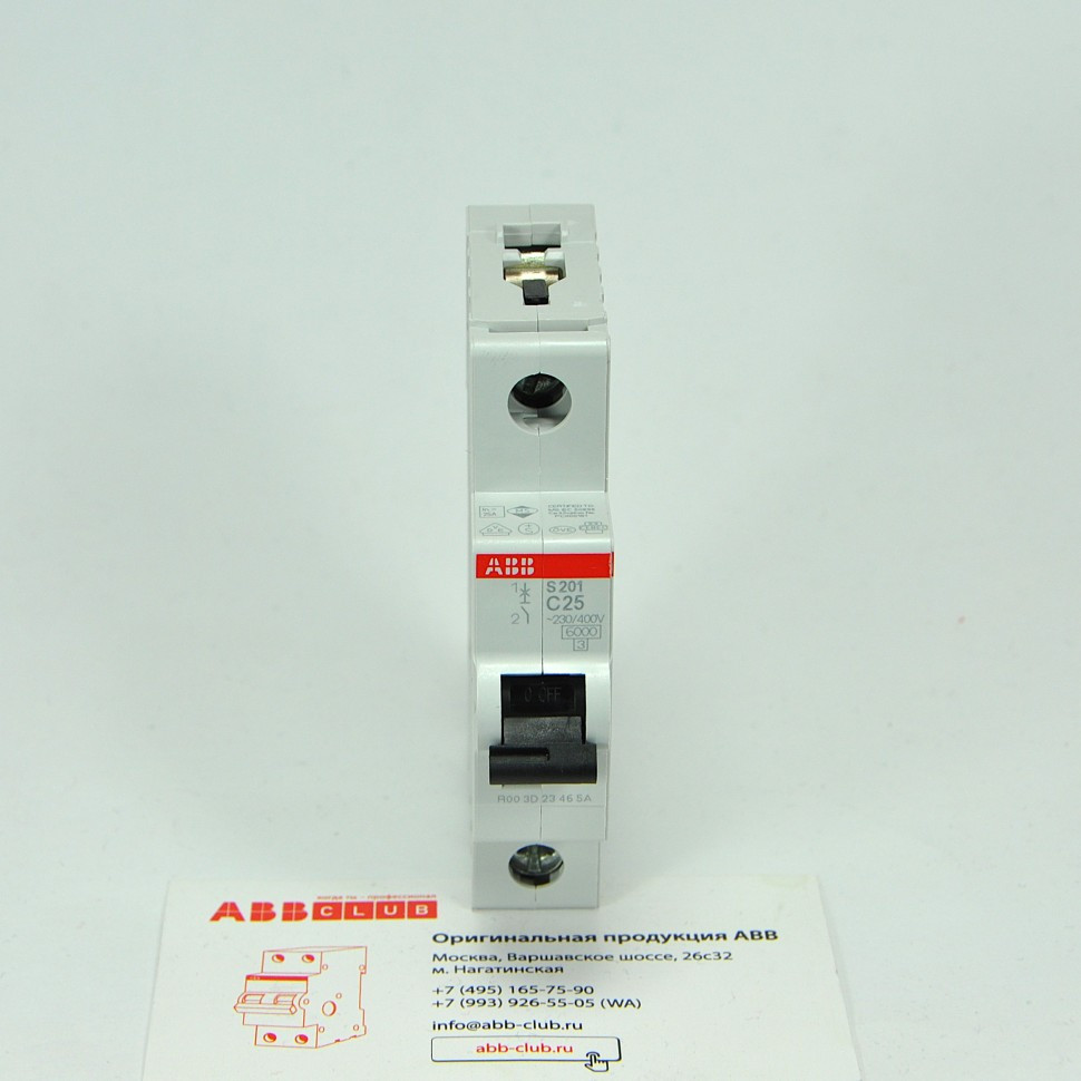 abb автоматический выключатель s201 (хар-ка c) 1p с25а 6ка