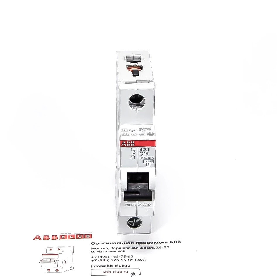 abb автоматический выключатель s201 (хар-ка c) 1p с16а 6ка 2cds251001r0164