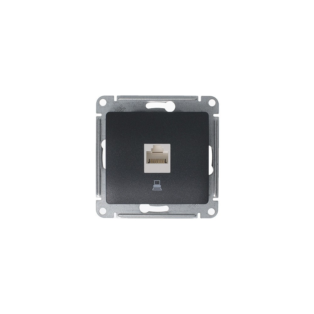 system electric glossa розетка компьютерная 1-я rj45 5е кат. антрацит