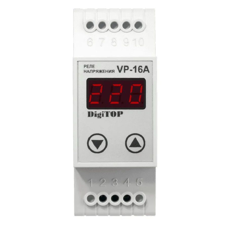 digitop vp-16a реле напряжения однофазное 220в 16а, 1 «замыкающийся» контакт