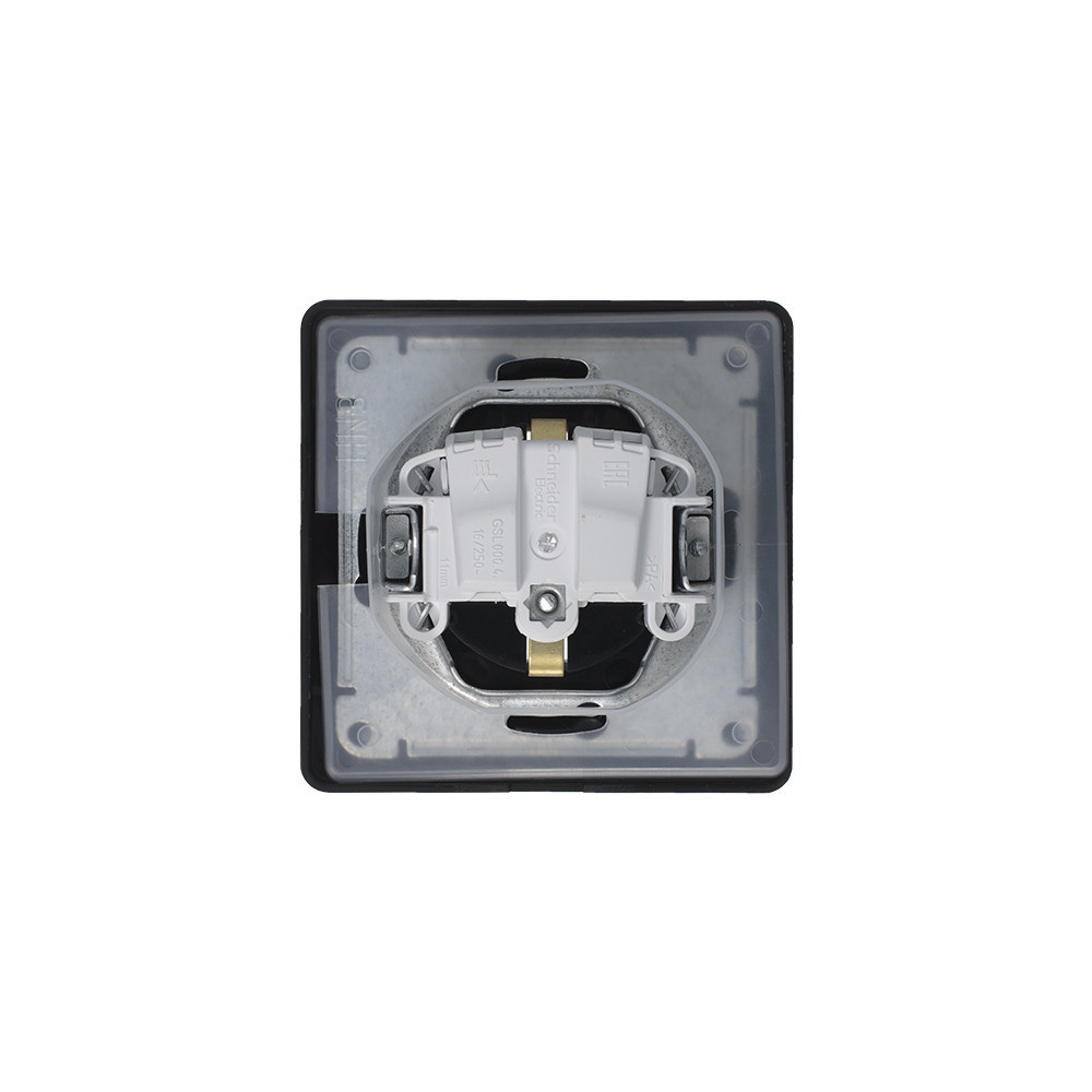system electric glossa розетка 1-я с заземлением со шторками с крышкой ip44 антрацит