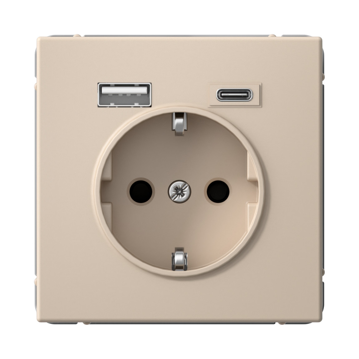 system electric artgallery розетка 1-я с заземлением со штор., с usb+usb type c, песочный gal001232
