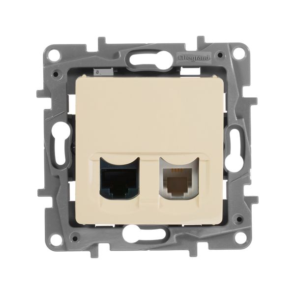 legrand etika розетка компьютерная rj-45 кат.5 utp+розетка телефонная rj-11 слоновая кость