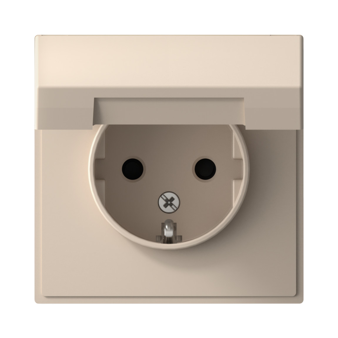 system electric artgallery розетка 1-я с заземлением с крышкой, со шторками песочный gal001246