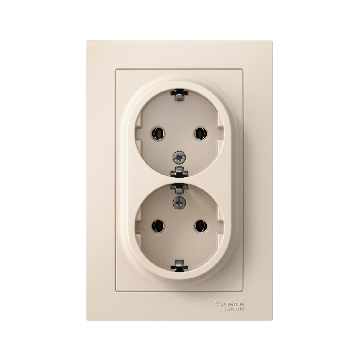 systeme electric atlasdesign, розетка 2-я с заземлением бежевый atn000224