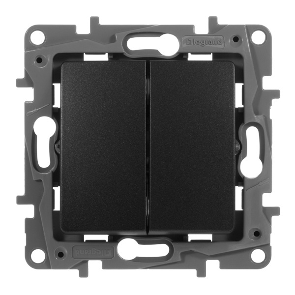 Legrand Etika выключатель 2 клавишный антрацит