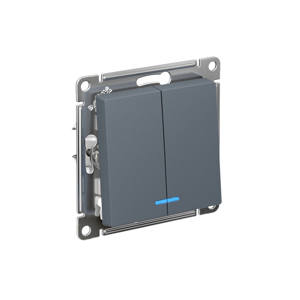 Systeme Electric ATLASDESIGN, выключатель 2-клавишный с подсветкой грифель