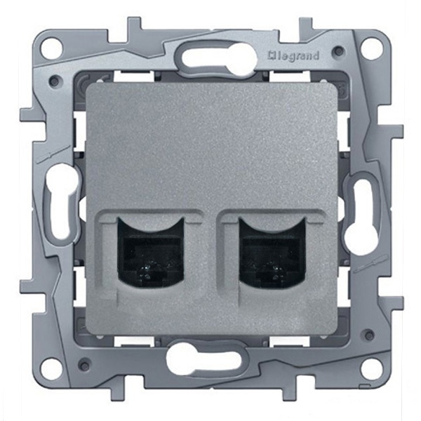Legrand Etika розетка компьютерная 2-я RJ-45 UTP 8 контактов 1 выход 5 кат. алюминий