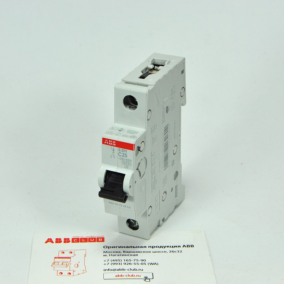 abb автоматический выключатель s201 (хар-ка c) 1p с25а 6ка