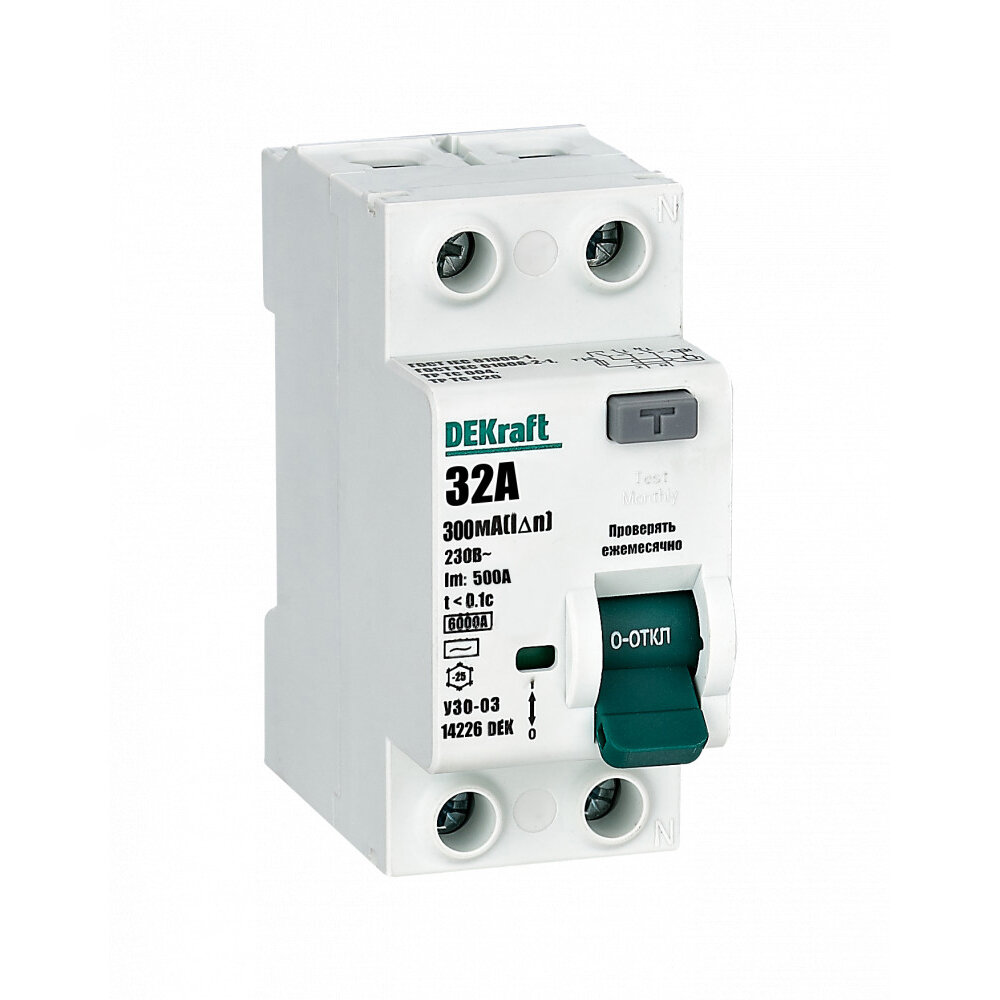 dekraft узо-03 2p 32а 6 ка, 300 ма ( ac ), 14226dek
