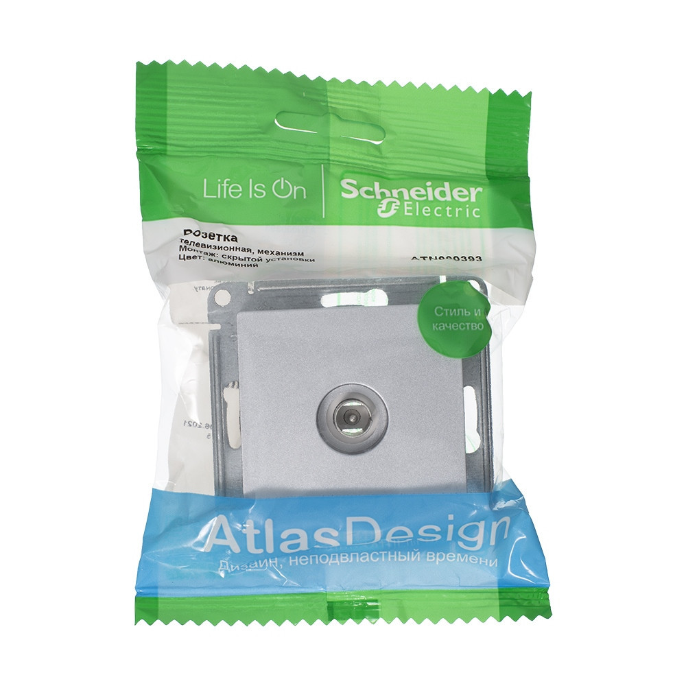 systeme electric atlasdesign, розетка tv коннектор алюминий atn000393