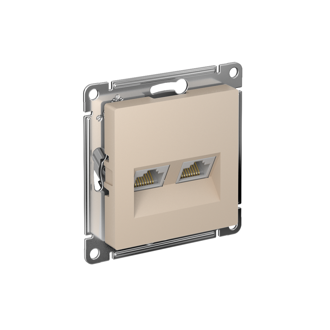Systeme Electric ATLASDESIGN розетка двойная RJ45+RJ45 5е кат. песочный