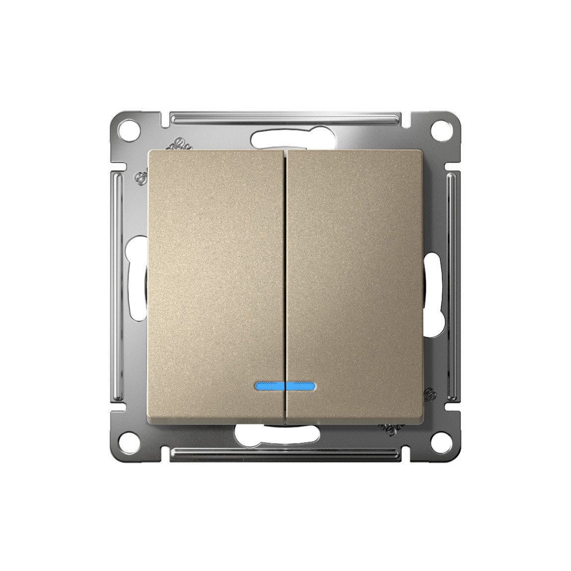 systeme electric atlasdesign выключатель 2-клавишный с подсветкой шампань