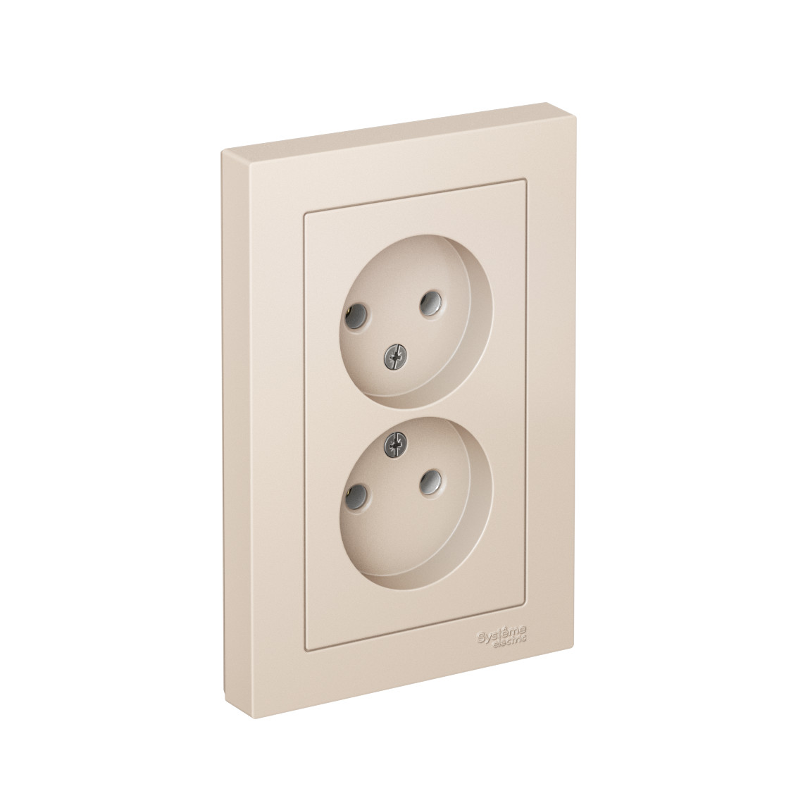 systeme electric atlasdesign, розетка 2-я без заземления бежевый atn000220