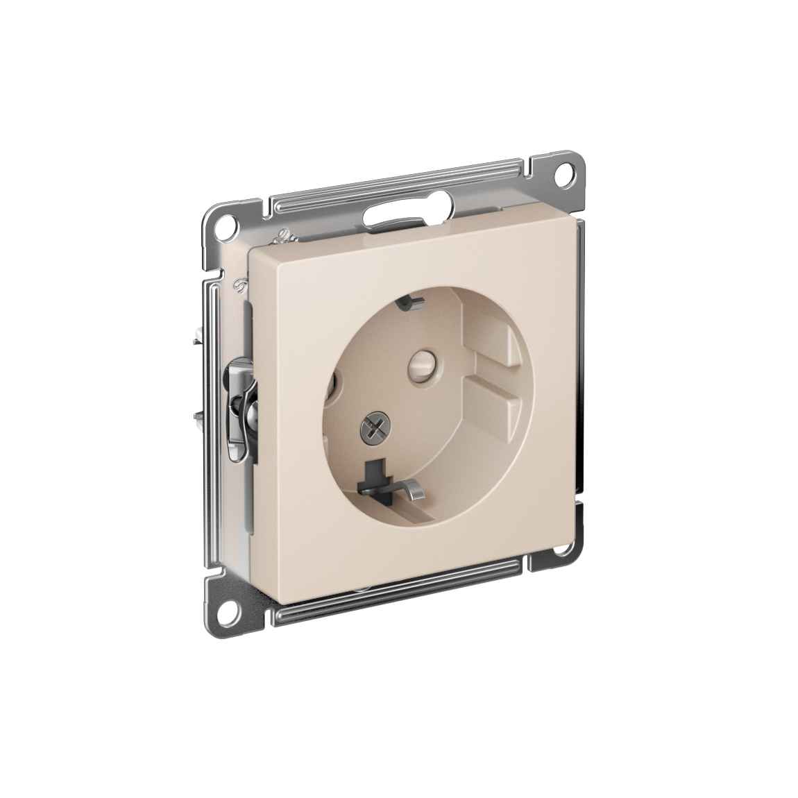 Systeme Electric ATLASDESIGN, розетка 1-я с заземлением со шторками бежевый ATN000245