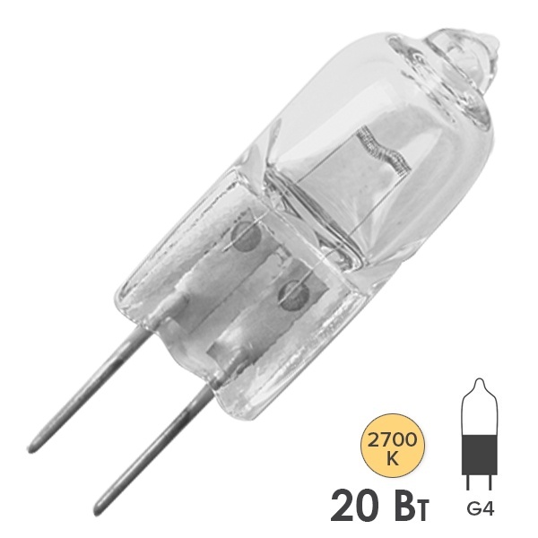 Лампа галогенная капсульная HC G4.0 12V-20W прозрачная Foton Lighting