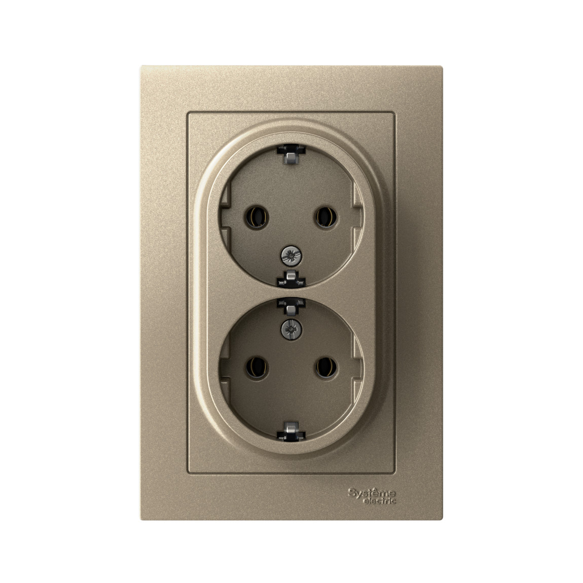 systeme electric atlasdesign розетка 2-я с заземлением шампань