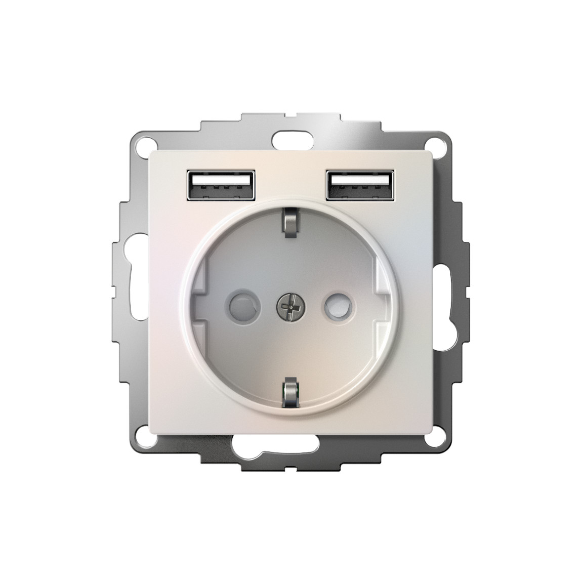 systeme electric atlasdesign розетка с заземлением и с 2 usb a+a, 2х5в/1,2а,16а, жемчуг atn000430