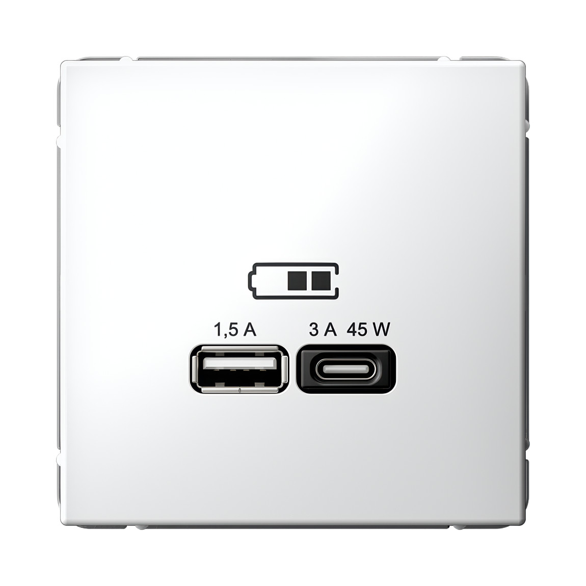 system electric artgaller розетка 2-я usb+usb type c, 45вт; 5в / 1,5-3а ввысокоскор. белая gal000129