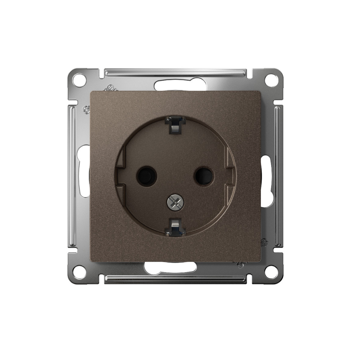 systeme electric atlasdesign розетка 1-я с заземлением со шторками мокко