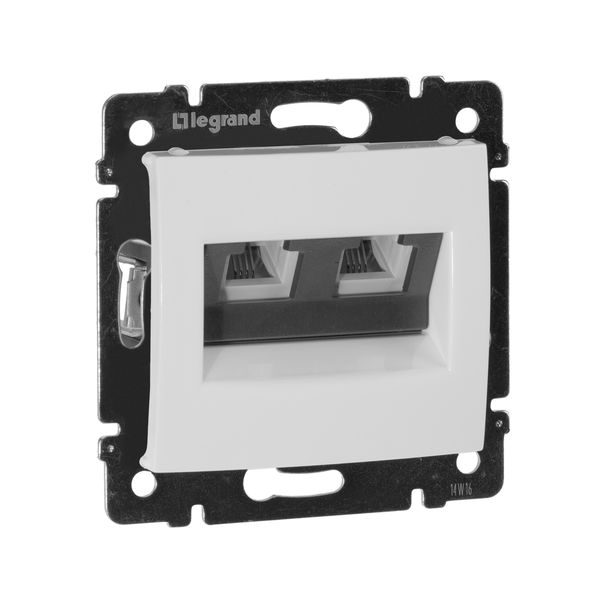 legrand valena розетка телефонная 2-я rj-11 4 контакта белый
