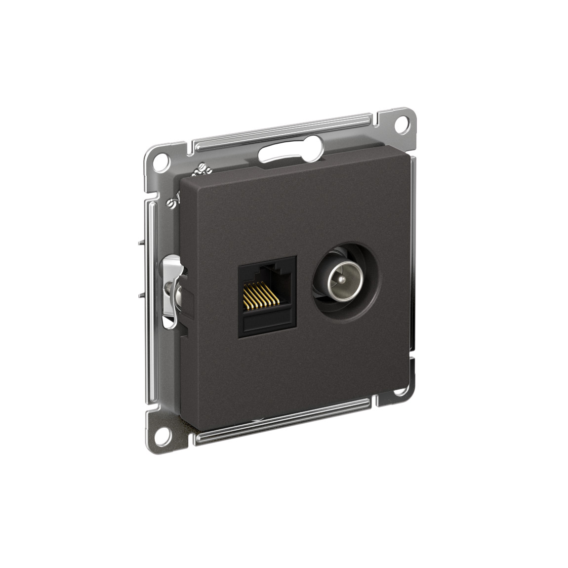 systeme electric atlasdesign розетка tv+rj45 5е кат. базальт atn001489
