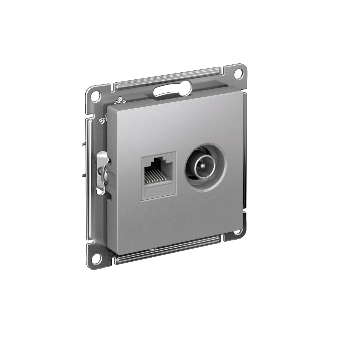 systeme electric atlasdesign, розетка tv +rj45 5е кат. алюминий atn000389