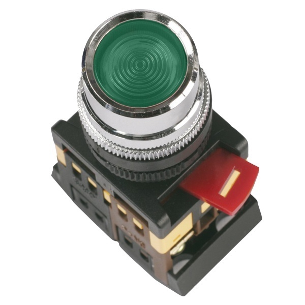 Кнопка ABLF-22 d22мм 1з+1р 240В неон зел. IEK BBT10-ABLF-K06
