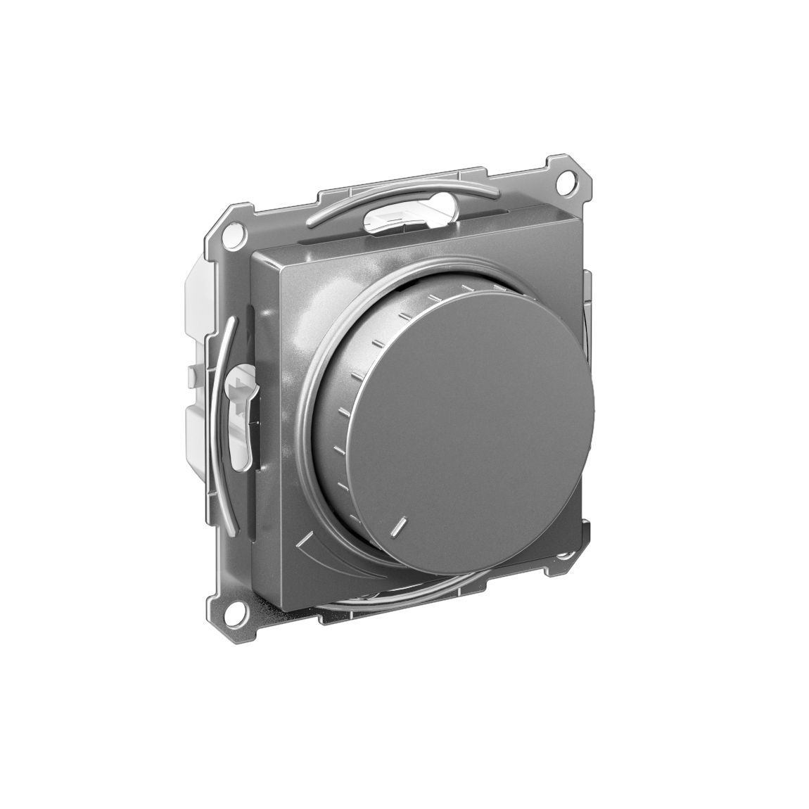 Systeme Electric ATLASDESIGN светорегулятор поворотно-нажимной 400Вт дим. led лампы сталь ATN000923
