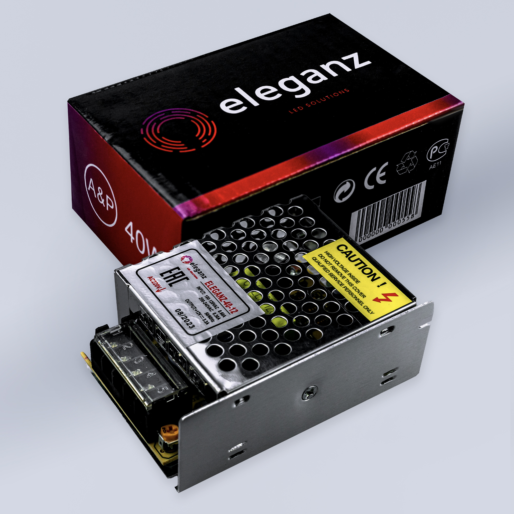 блоки питания (драйвер) для светодиодной ленты 12v 40вт (85х58х33мм) ip33 eleganz