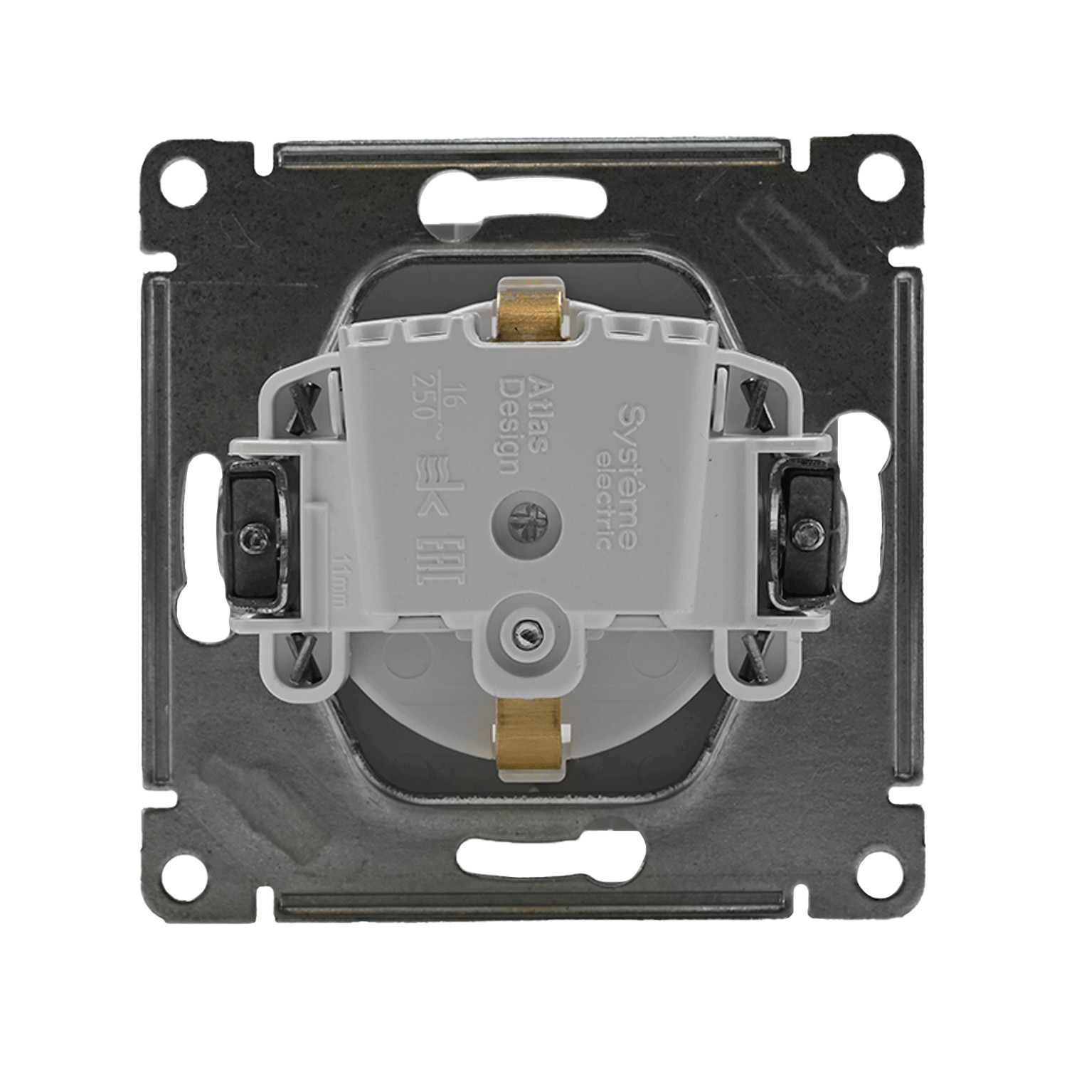 systeme electric atlasdesign, розетка 1-я с заземлением со шторками белый atn000145