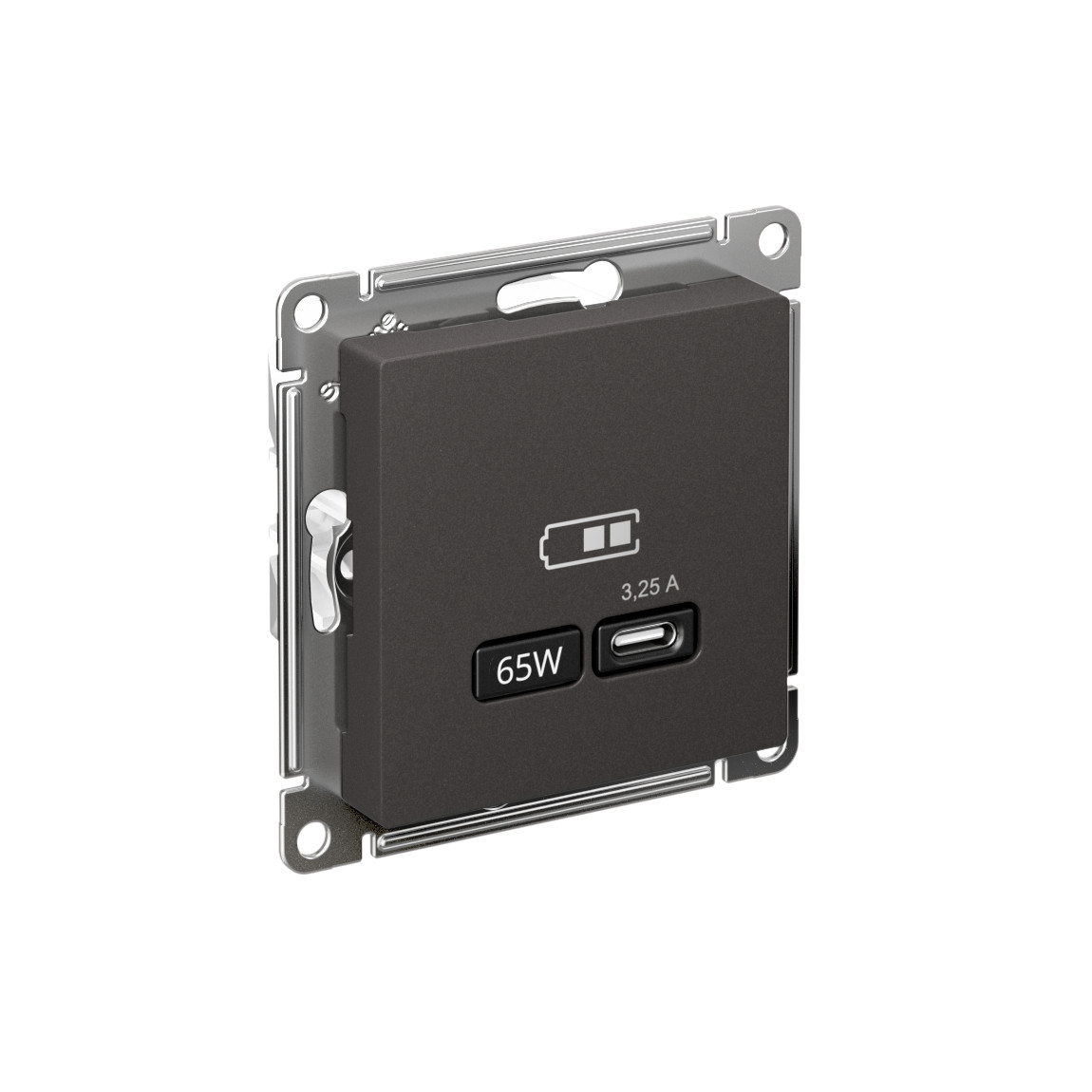 systeme electric atlasdesign, розетка usb для зарядки тип-с 65w высокоскор.заряд. qc, pd, базальт