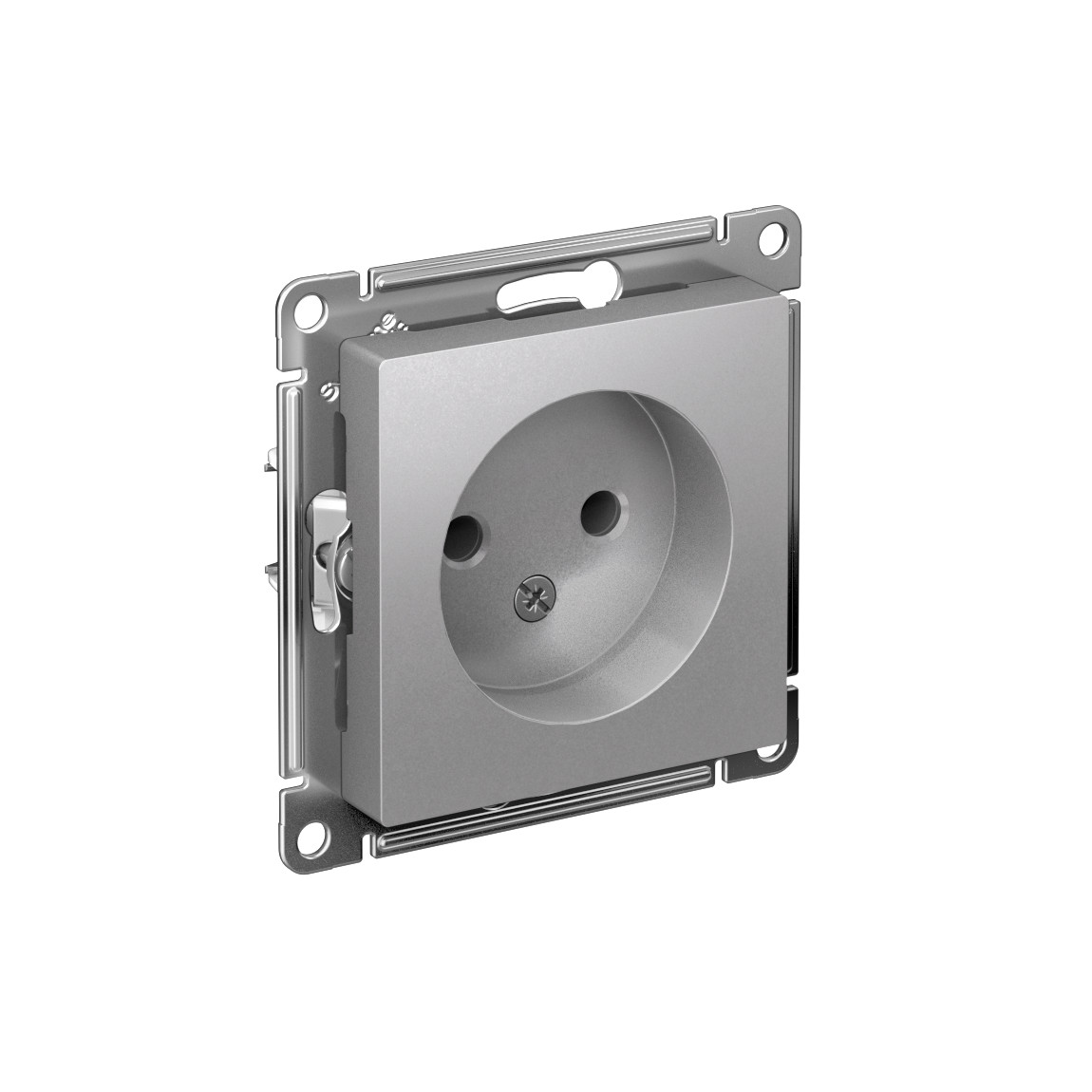 systeme electric atlasdesign, розетка 1-я без заземления алюминий atn000341