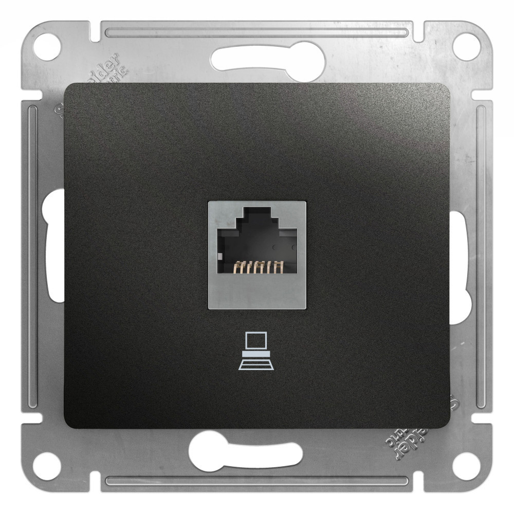 system electric glossa розетка компьютерная 1-я rj45 5е кат. антрацит
