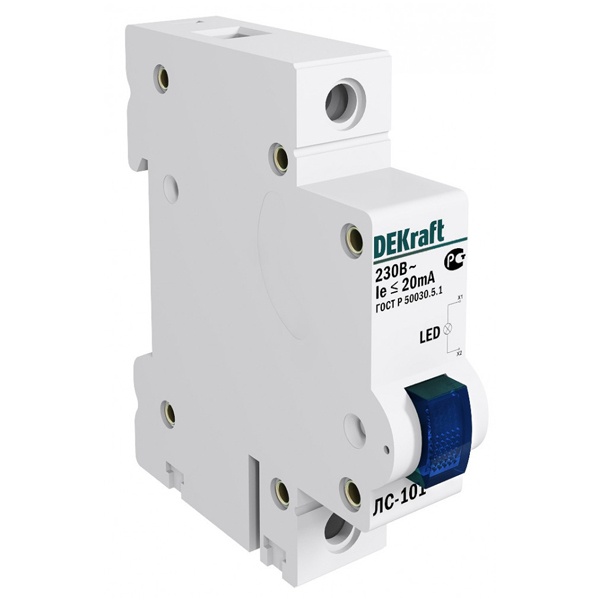 Dekraft 18006DEK Лампа сигнальная на DIN-рейку 1P синяя LED ЛС-101 220В