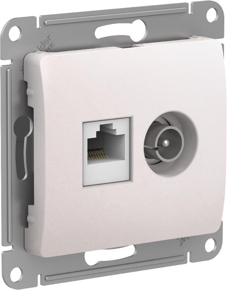 System Electric Glossa розетка двойная ТВ + компьютерная RJ45, кат. 5Е, механизм, перламутр