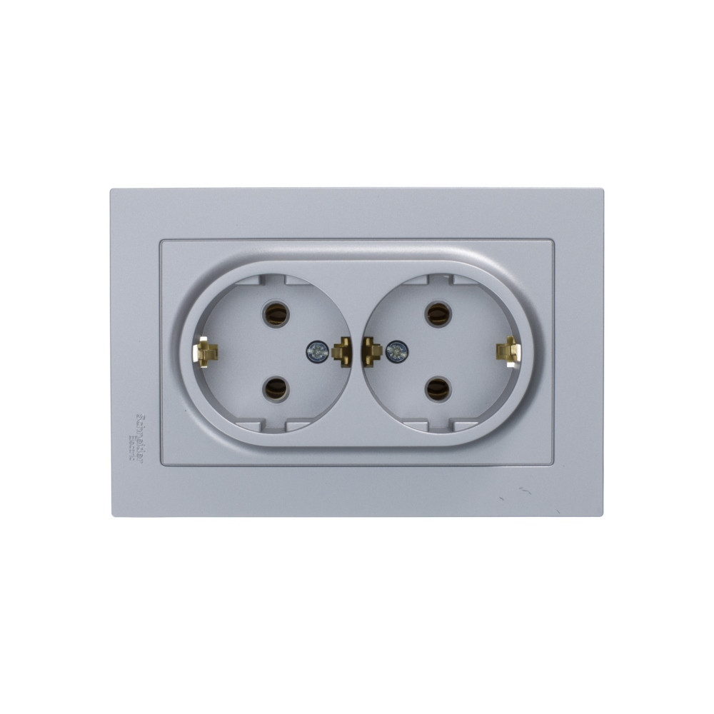systeme electric atlasdesign, розетка 2-я с заземлением алюминий atn000324
